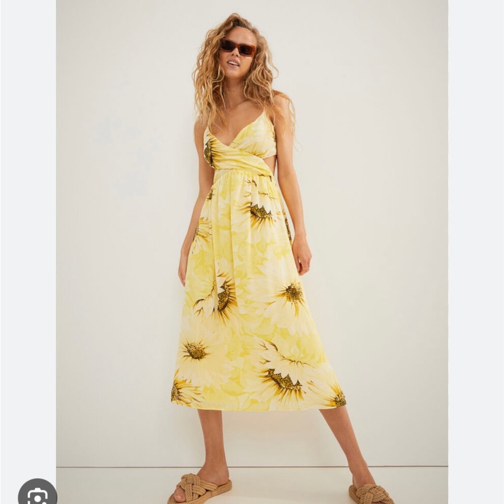 H and m sunflower dress with cutouts
